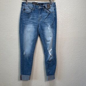 Lucky & Blessed Size 10‎ Mid Rise Skinny Fit Ankle Cuffed Stretch Denim Jean NWT
